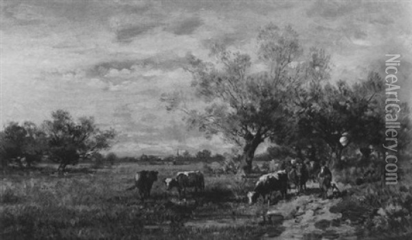 Landschaft Mit Viehherde Oil Painting - Adolf Chelius