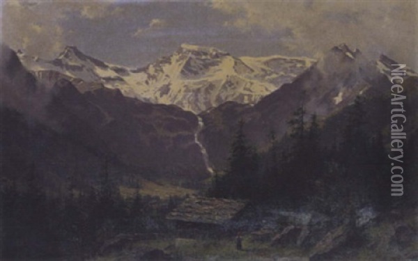 Sonnige Alpenlandschaft Im Berner Oberland Oil Painting - Wilhelm Bernhard Benteli