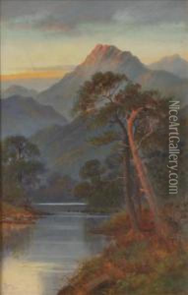 Ahighland Loch Landscape Oil Painting - John Bates Noel