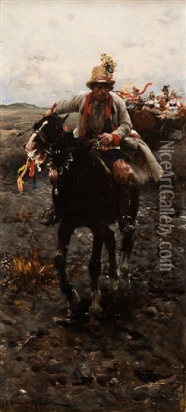 Druzba Oil Painting - Alfred von Wierusz-Kowalski