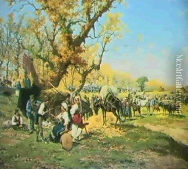 The Horse Fair Oil Painting - Pietro Barucci