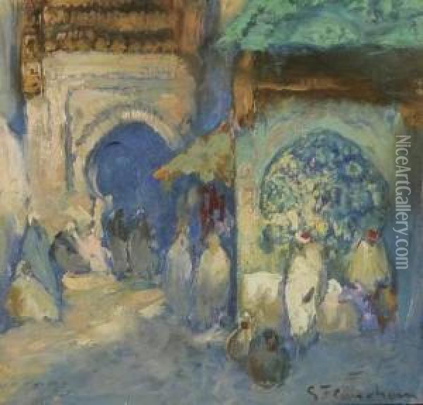 Les Rues De Fes Oil Painting - Gustave Flasschoen