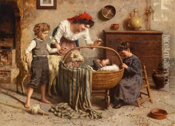 Der Kleine Liebling Oil Painting - Eugenio Zampighi