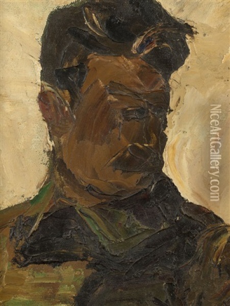 Portrait Of Stalin Oil Painting - Salomon B. Nikritin