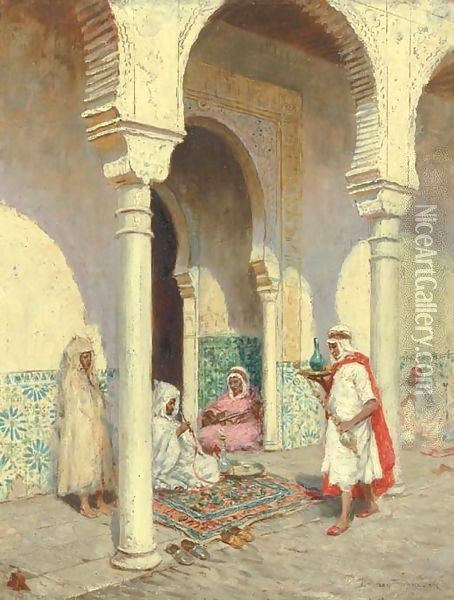 An Arab Cafe Oil Painting - Addison Thomas Millar
