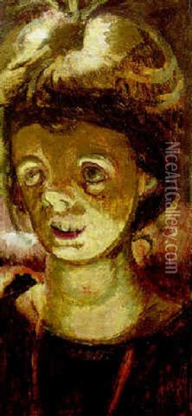 Portrait Of Cicely Hey (before The Footlights) Oil Painting - Walter Sickert