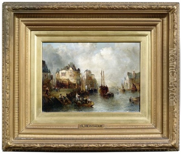 Alstadtpartie An Einem Kanal Oil Painting - Alfred Montague