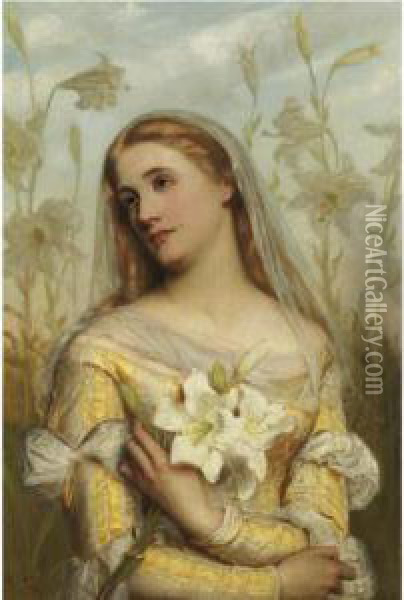 Lilies Oil Painting - Gustave Pope