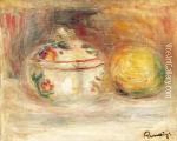 Etude: Sucrier Et Citron Oil Painting - Pierre Auguste Renoir