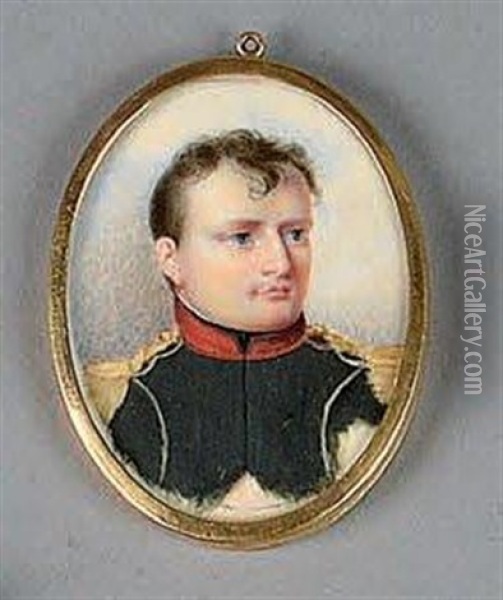 Portrait De L'empereur Napoleon Ier En Uniforme De Chasseur A Cheval De La Garde, En Buste, Tourne Vers La Droite Oil Painting - Jean-Baptiste Isabey