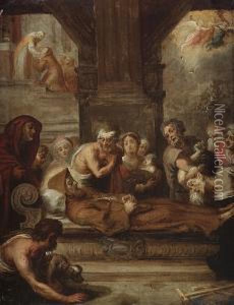 The Death Of Saint Francis Oil Painting - Simon de Vos