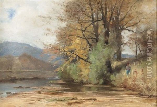 Herbstliche Flusspartie Oil Painting - Gustave Eugene Castan