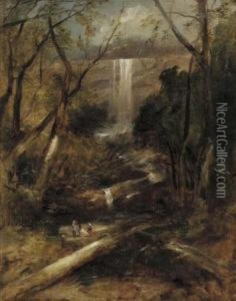 Willoughby Falls, New South Wales Oil Painting - John Skinner Prout