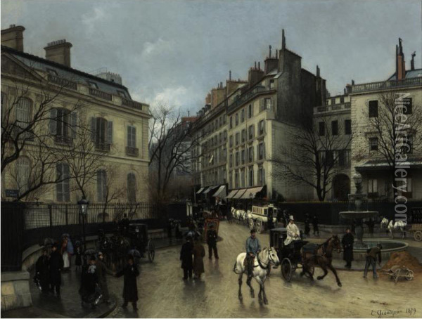 Place Saint-georges, Paris Oil Painting - Edmond Georges Grandjean