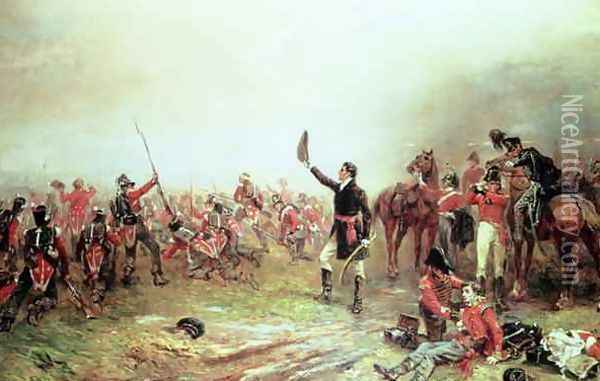The Battle of Waterloo Oil Painting - Robert Alexander Hillingford