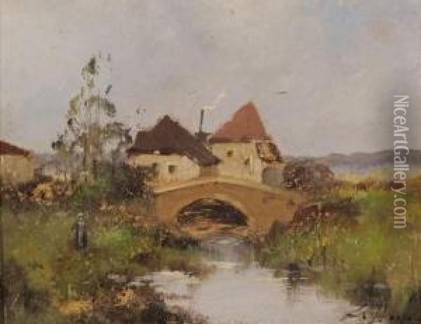 Pont Oil Painting - Louis Dupuy