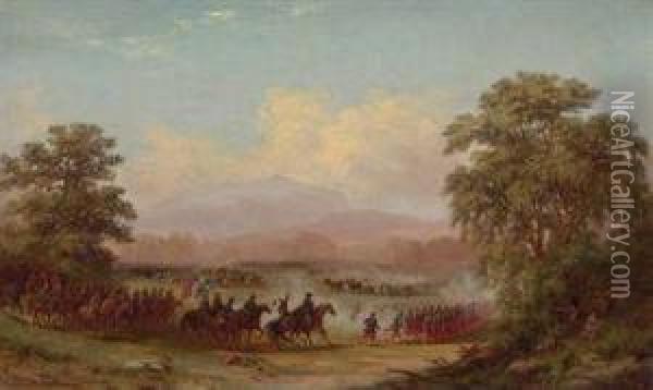 Opening Of The Battle Of Gettysburg And Death Of Generalreynolds Oil Painting - Xanthus Russell Smith