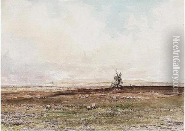 On The Coast Near Dunwich, Suffolk Oil Painting - Claude Hayes
