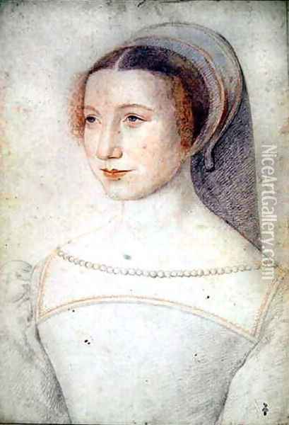 Unknown portrait of a young Lady, c.1540 Oil Painting - (studio of) Clouet