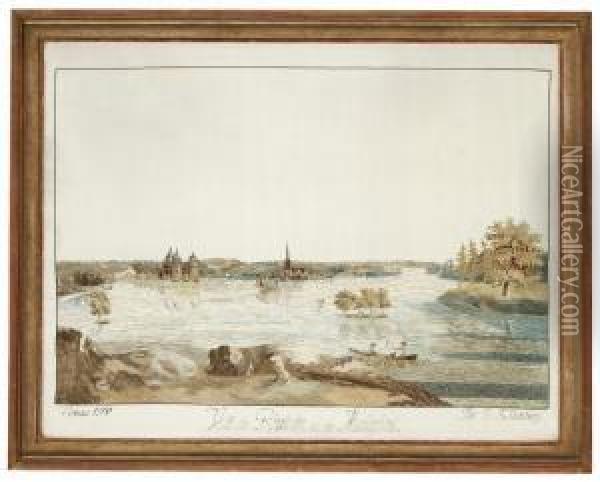 Vue De Gripsholm Et De Mariaefred Oil Painting - Johan Fredrik Martin