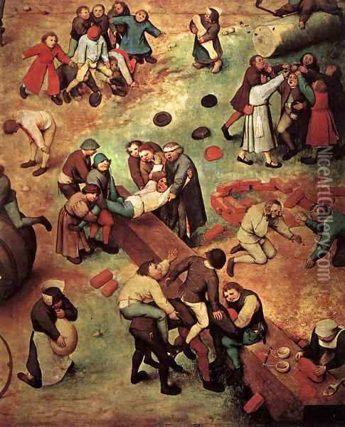 Children's Games (detail) 1559-60 Oil Painting - Jan The Elder Brueghel