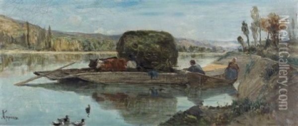 Bord Du Rhone A Rix Oil Painting - Adolphe Appian