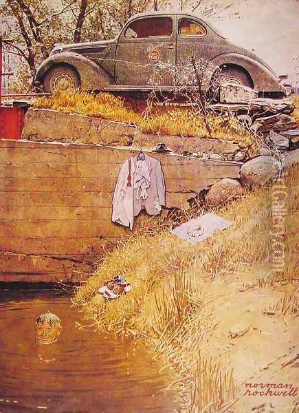 The Swimming Hole Oil Painting - Norman Rockwell