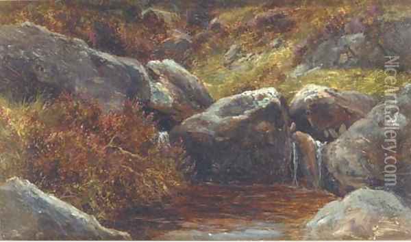 Rocks and heather Oil Painting - James Jnr Faed