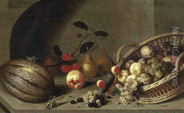 Still-Life of Fruit 1634-35 Oil Painting - Ambrosius the Younger Bosschaert