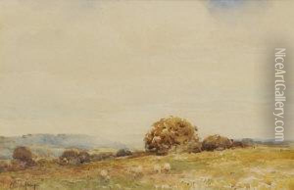 Landscape With Sheep Oil Painting - Claude Hayes