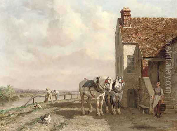 The plough team at rest Oil Painting - Jules Jacques Veyrassat