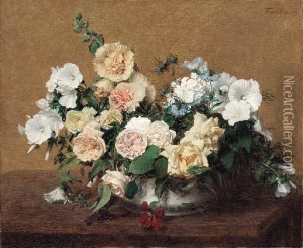 Bouquet De Fleurs Oil Painting - Ignace Henri Jean Fantin-Latour