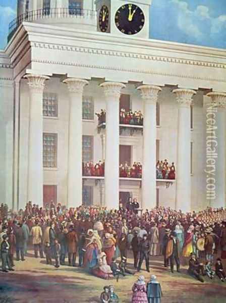 Inauguration of Jefferson Davis at Senate House Montgomery Alabama 18th February 1861 Oil Painting - James Massolon