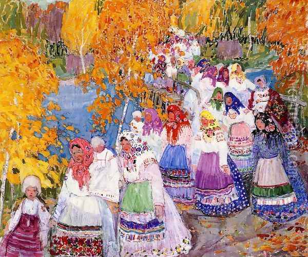 Russian Peasant Parade Oil Painting - Leon Gaspard