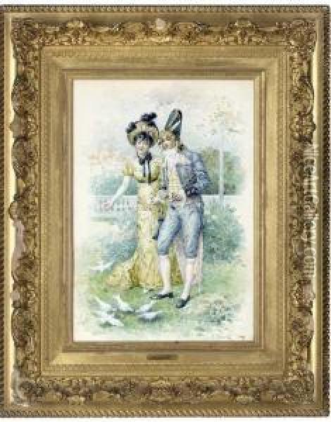 A Lovers Stroll Oil Painting - Felix Courche