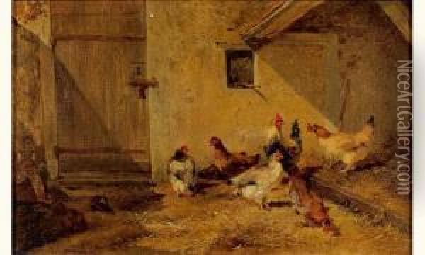 La Basse-cour Oil Painting - Theophile Victor Emile Lemmens