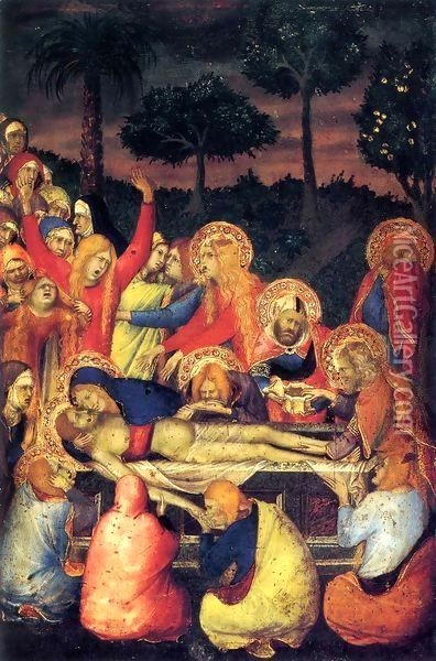 Entombment of Christ Oil Painting - Simone Martini and Lippo Memmi