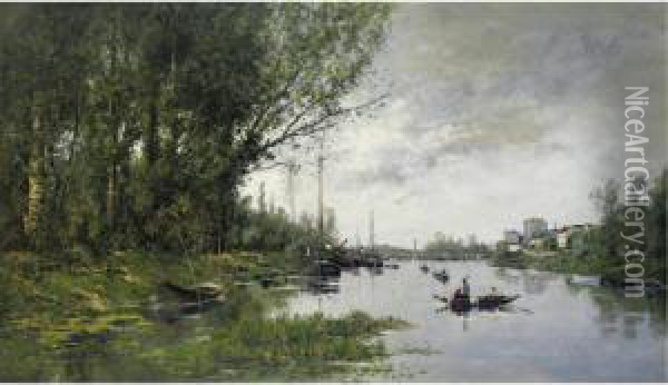 The Seine Below Paris Oil Painting - Paul Emmanuel Peraire