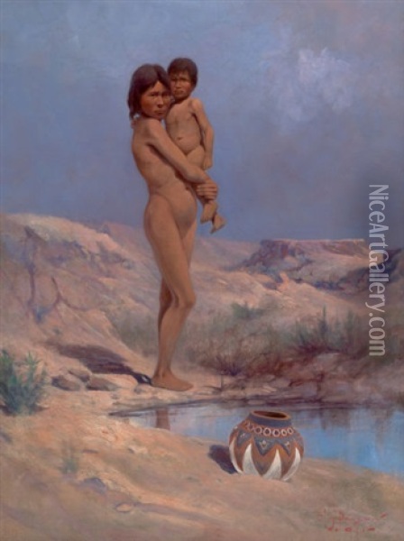 Apache Kids Oil Painting - Edgar Samuel Paxson