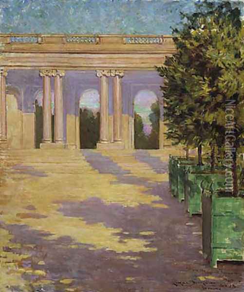 Arcade of the Grand Trianon, Versailles Oil Painting - James Carroll Beckwith