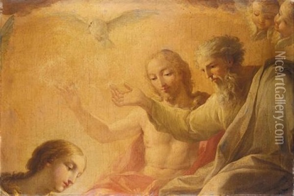 The Virgin Before The Holy Trinity (fragment) Oil Painting - Anton Raphael Mengs