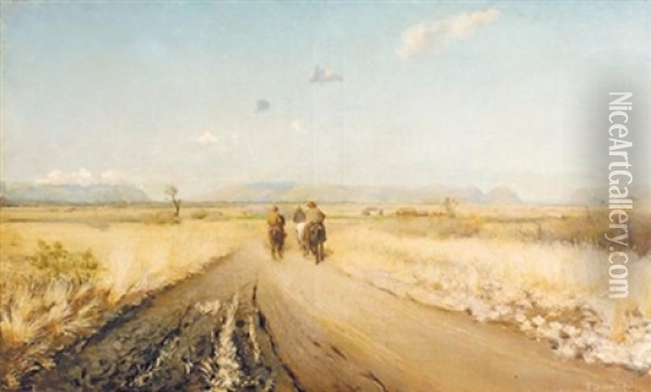 Transvaalsche Landschap Met Ruiters Oil Painting - Frans David Oerder