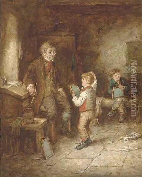 The mischievous schoolboy; and A question for grandma Oil Painting - Mark W. Langlois