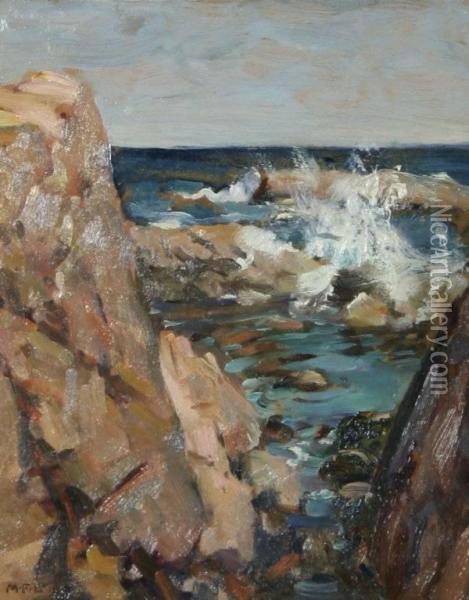 Ocean Rock Oil Painting - Mary L. Fairchild Macmonnies Low