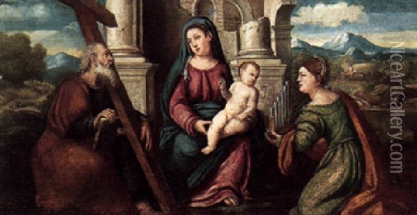 The Virgin And Child With Saints Andrew And Cecilia Oil Painting - Bonifazio de Pitati