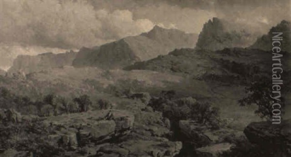 The Summit Of Cader Idris, Wales Oil Painting - Edmund John Niemann