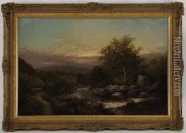 Coucher De Soleil Sur La Riviere Teigen Oil Painting - George Henry Jenkins