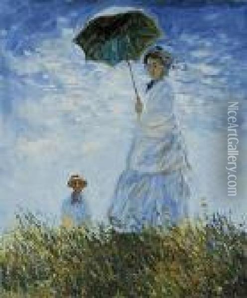Madame Monet And Her Son Oil Painting - Claude Oscar Monet