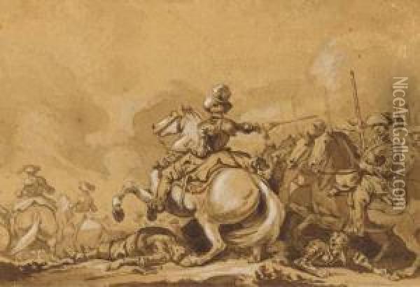 Une Armee De Cavaliers Avancant Oil Painting - Francesco Giuseppe Casanova