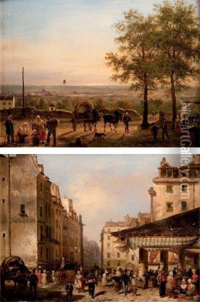 Vue De Paris Depuis Montmartre Oil Painting - Guiseppe Canella